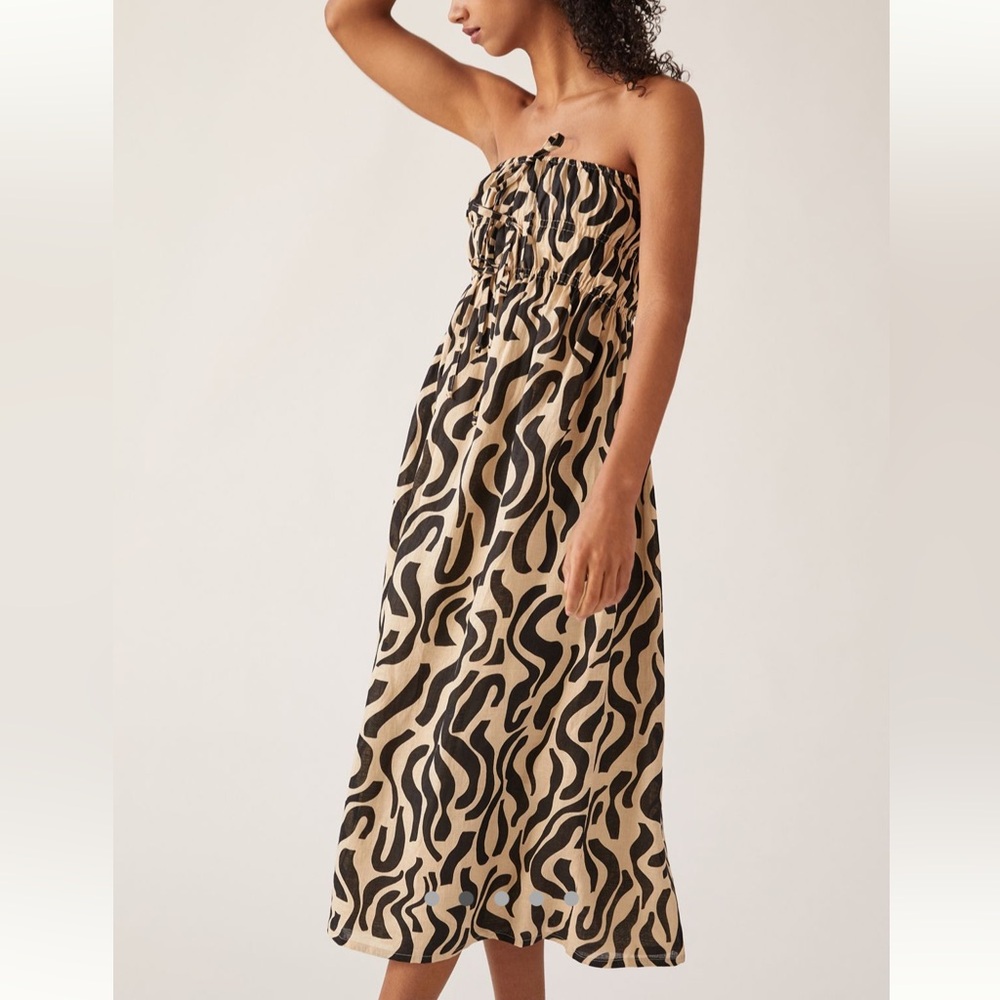 Faithfull the Brand La Cateau Print Dress in Black and Cream